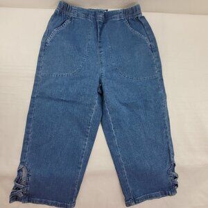 Croft & Barrow Capri Womens XS Crop Blue Denim Jeans Pants Pull On Elastic